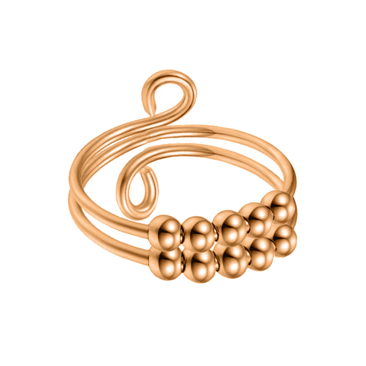 Antistressring met twee draden en draaibare, elegante parels (staal 316L)