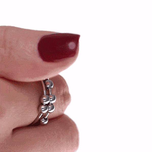 Draaiende parel anti-stress ring, goudkleurig (316L staal), set van 3