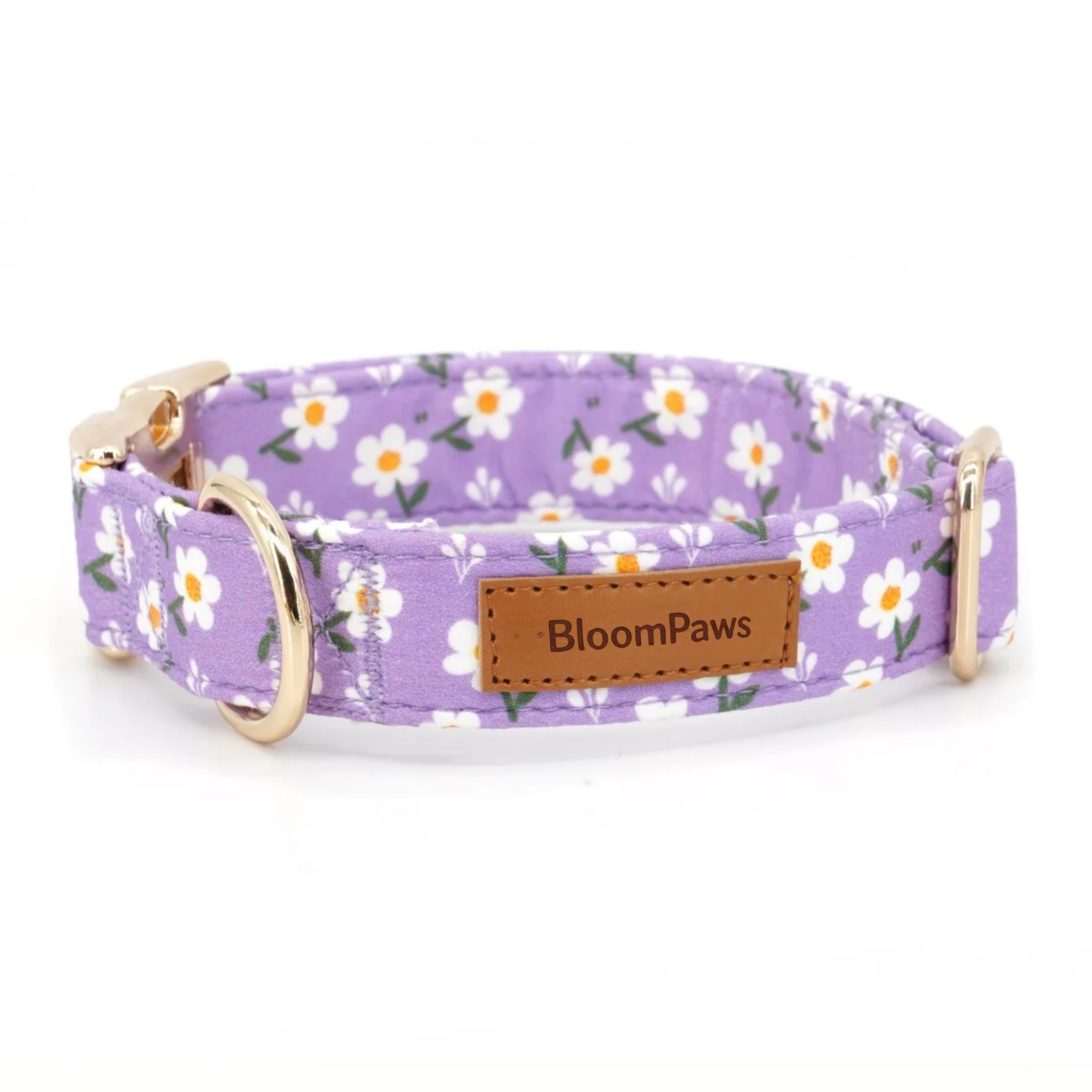 BloomPaws | Verstelbare Hondenhalsband - Paarse madeliefje