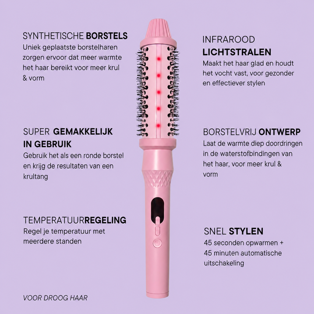 GlowBrush | Maakt snel en eenvoudig glad en steil haar mogelijk
