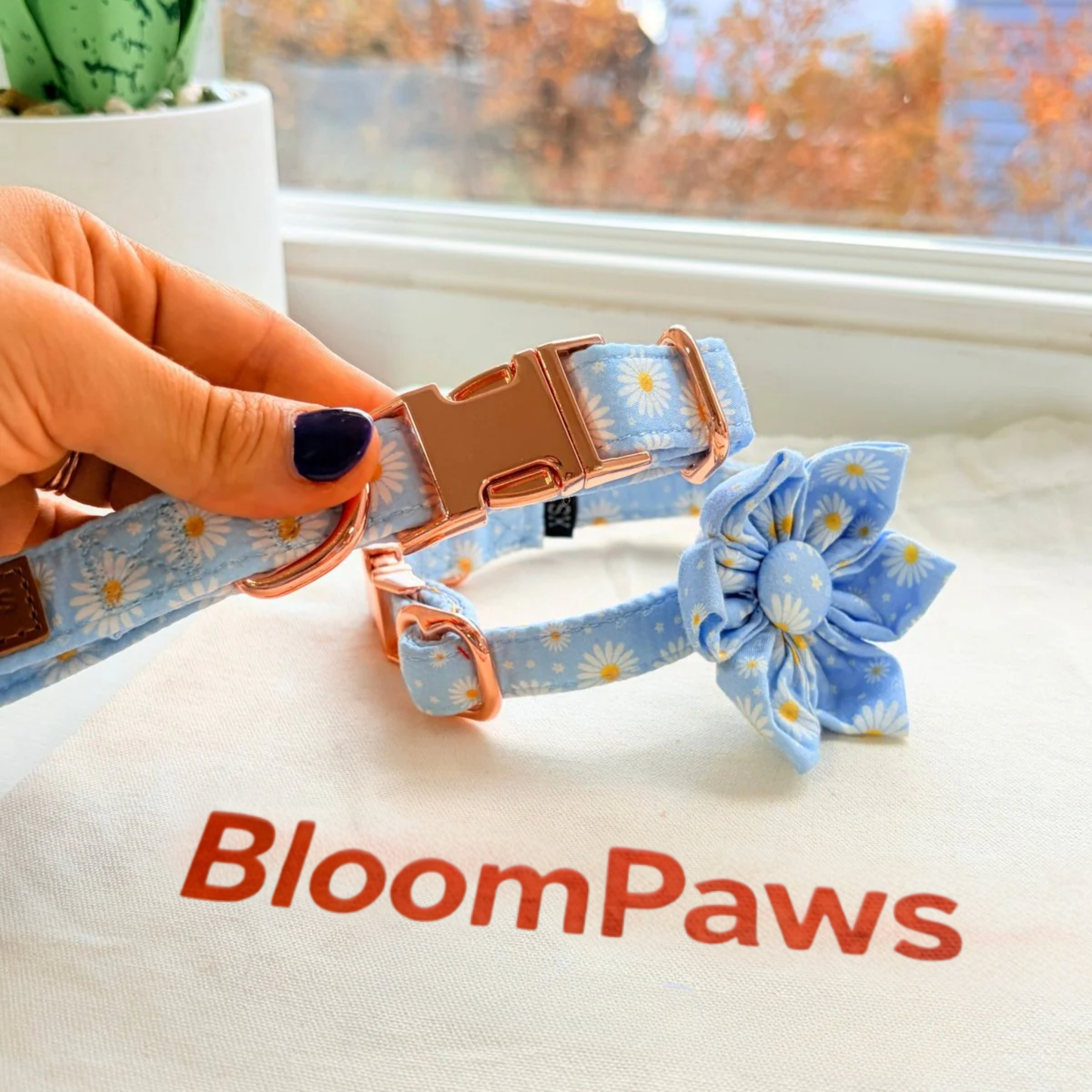 BloomPaws | Verstelbare Hondenhalsband - Goudsbloem bloei
