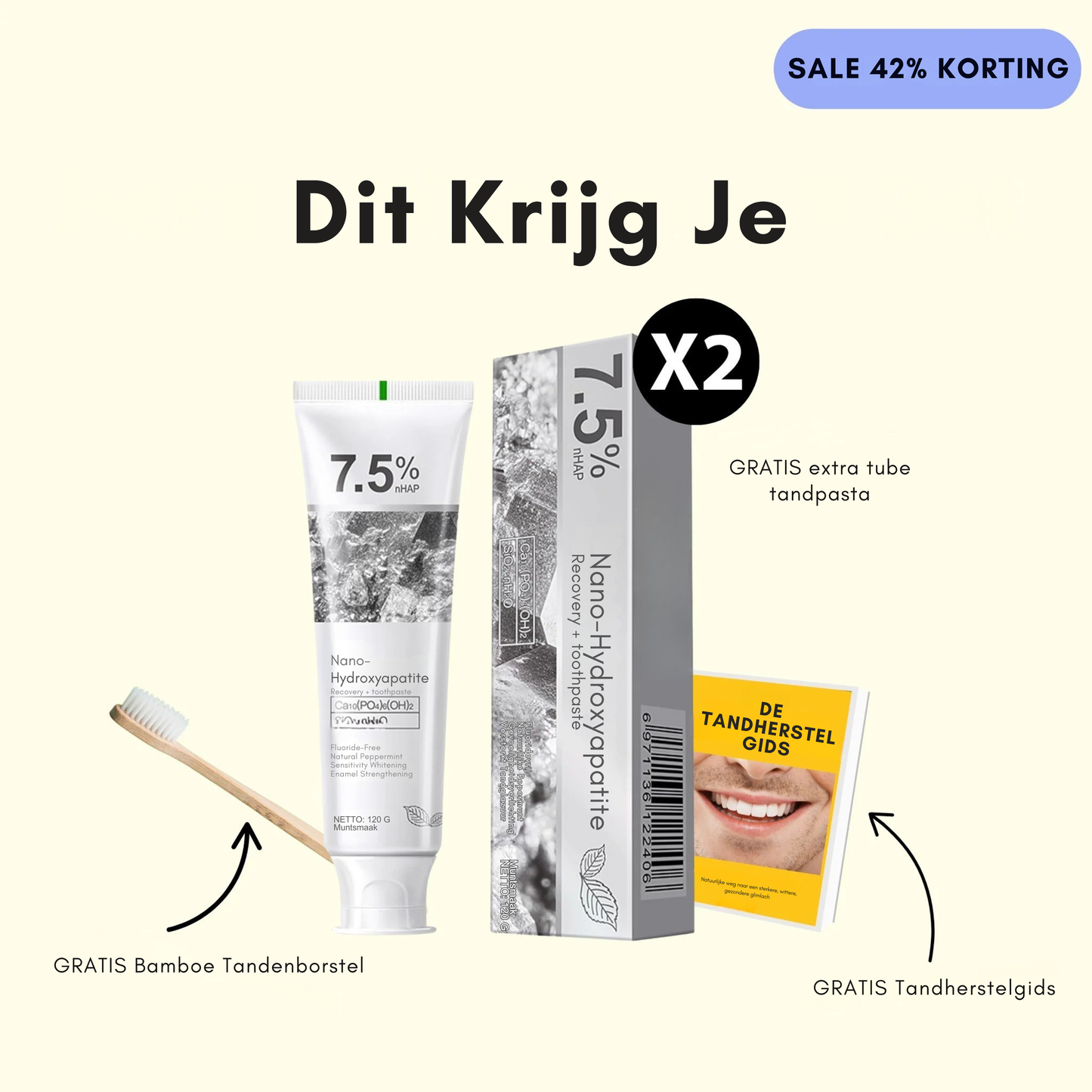 Hydroxyapatiet Tandpasta | 1+1 Gratis