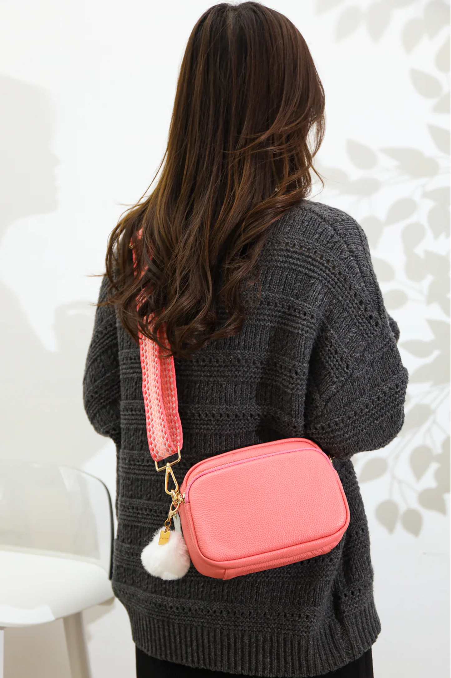 Luma | Compacte lederen crossbodytas - Rosé roze