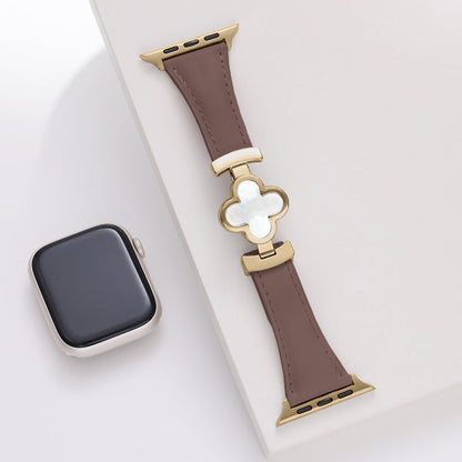 Leren Apple Watch-bandje met Geluksbloem