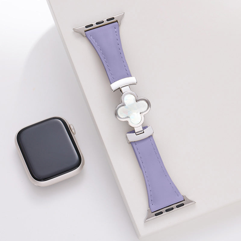 Leren Apple Watch-bandje met Geluksbloem