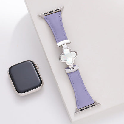 Leren Apple Watch-bandje met Geluksbloem