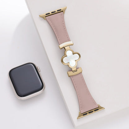 Leren Apple Watch-bandje met Geluksbloem