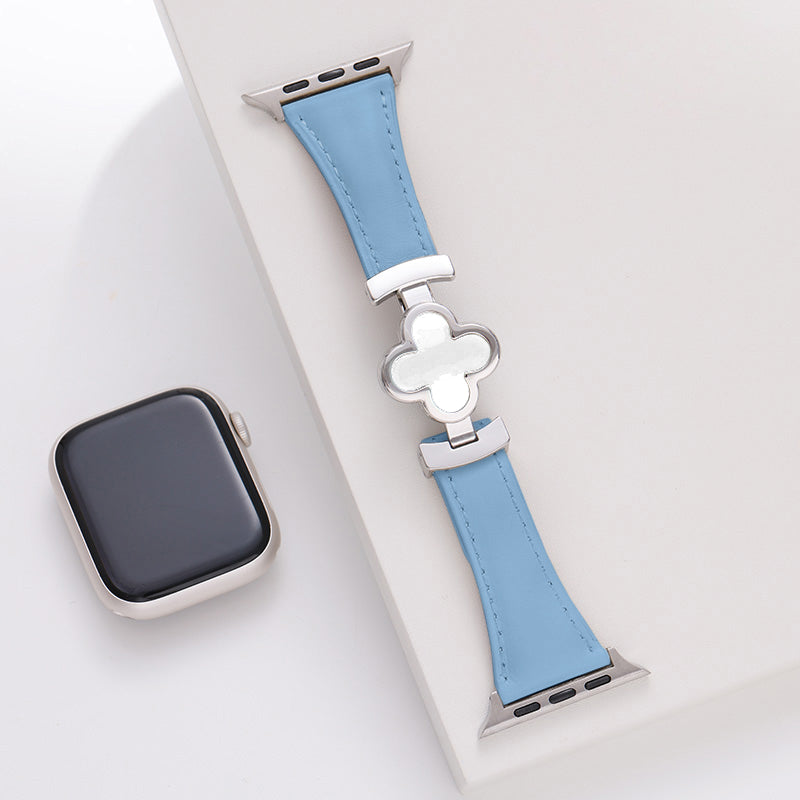 Leren Apple Watch-bandje met Geluksbloem