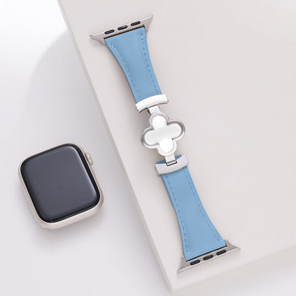Leren Apple Watch-bandje met Geluksbloem