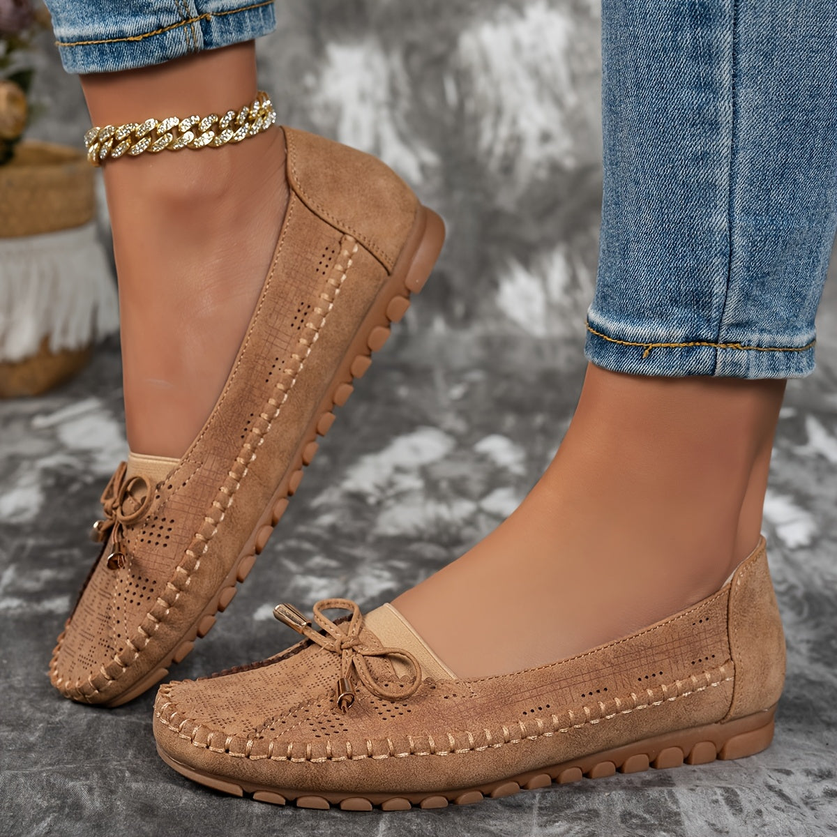 Sabine – Zachte, comfortabele loafers met een verfijnd strikje