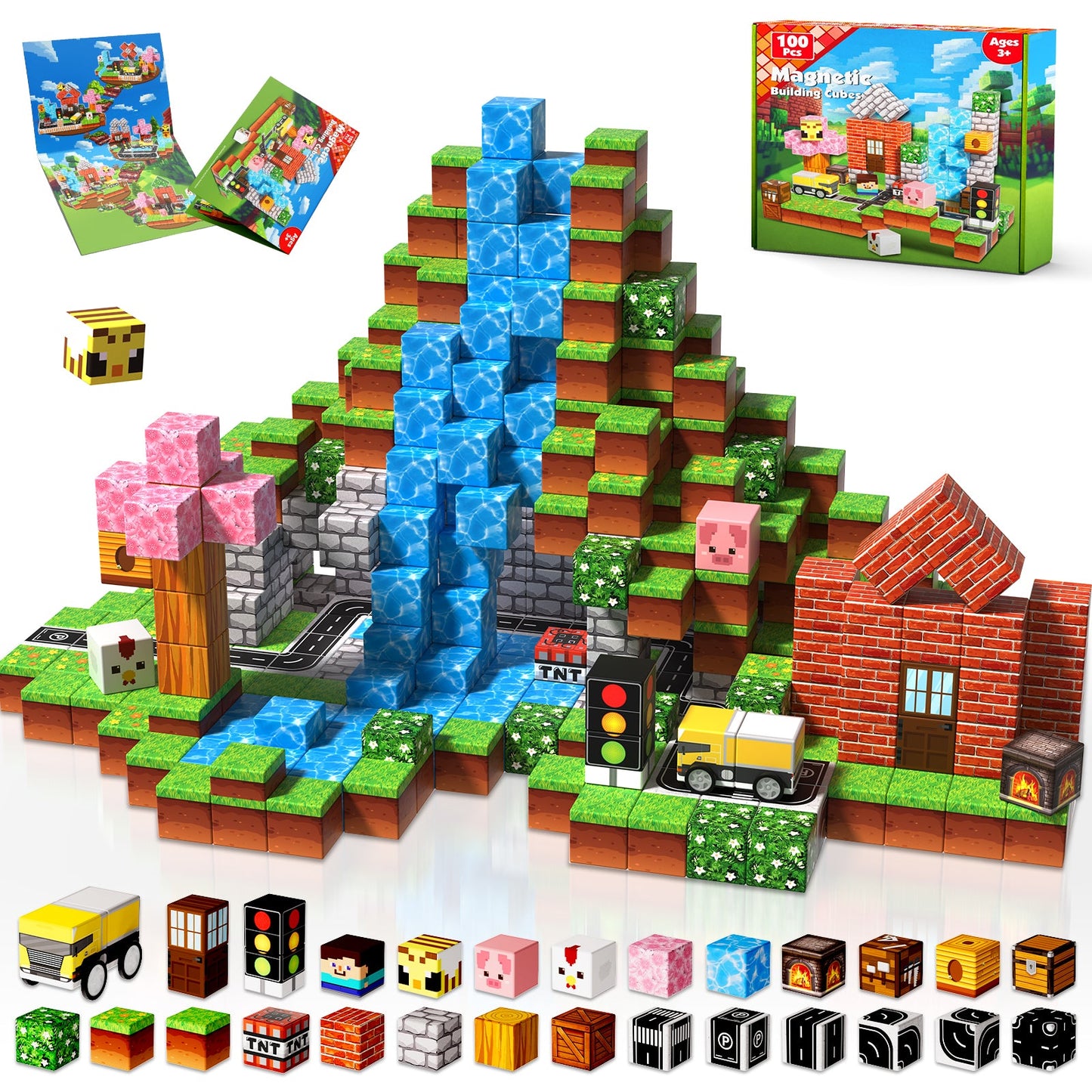 Suburb City - Magnetische Bouwtegels STEM Speelgoed | 2025 Dorpscollectie | 100–300 stuks | 2cm