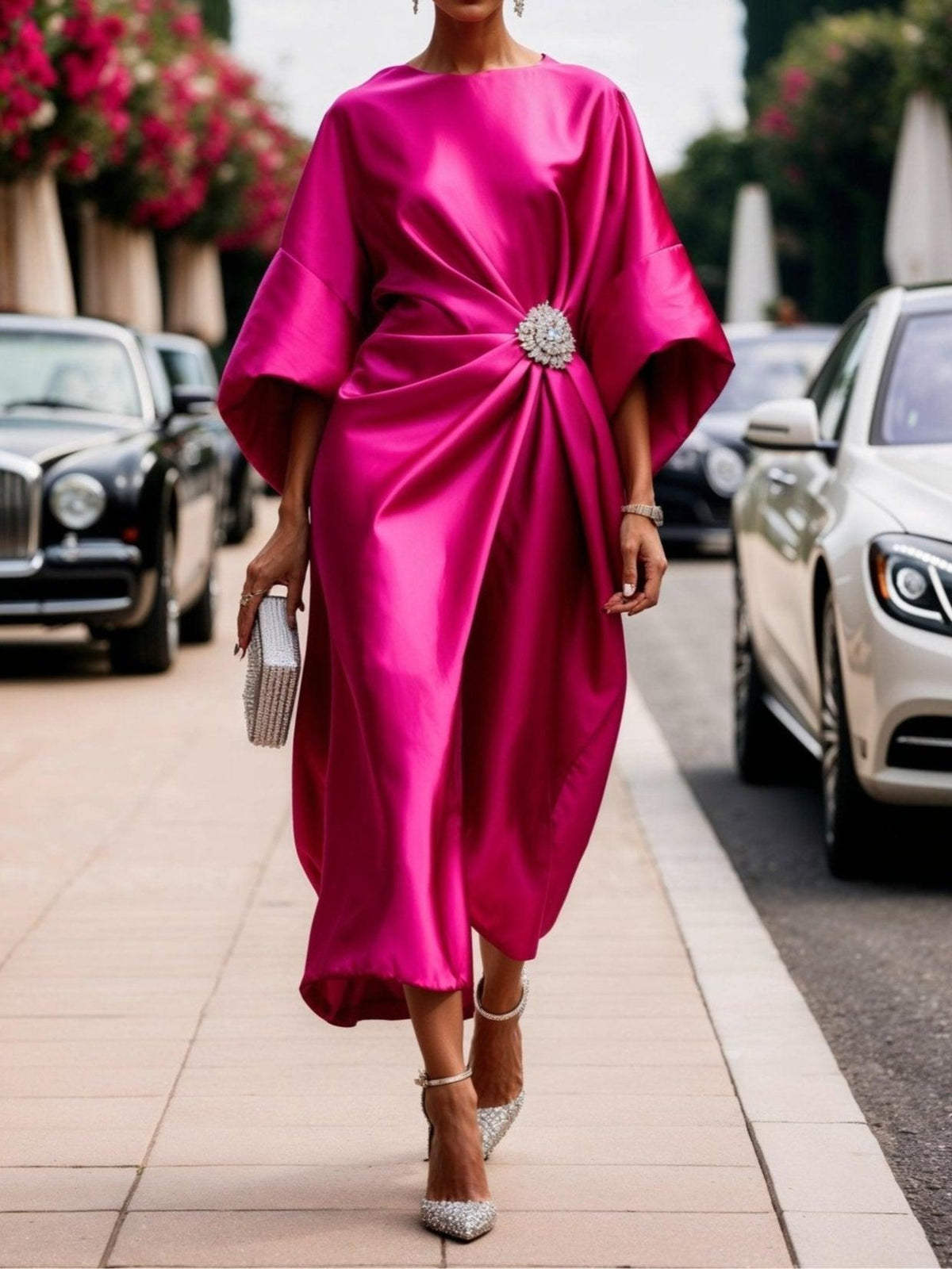 Luxe Shimmer Satin Long Dress – Voor wie schittering wil zonder een woord te zeggen