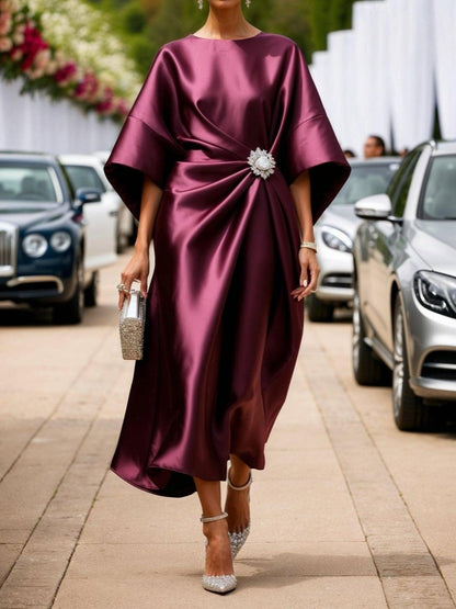 Luxe Shimmer Satin Long Dress – Voor wie schittering wil zonder een woord te zeggen