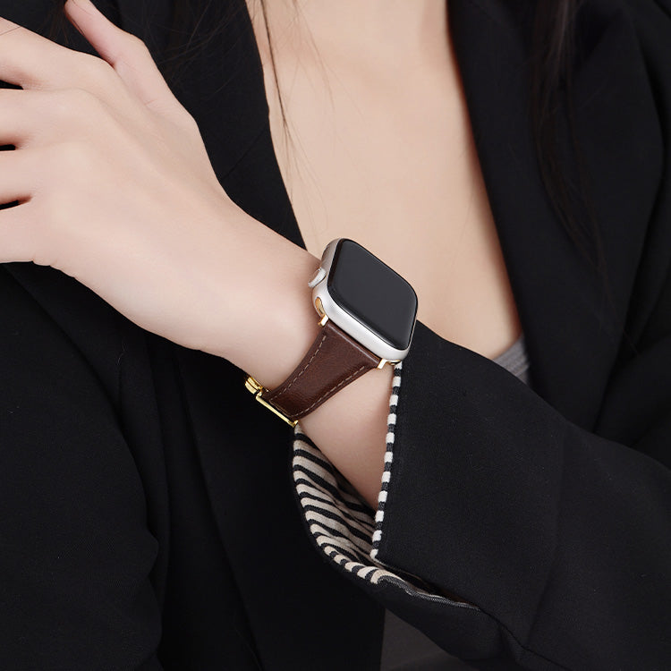 Leren Apple Watch-bandje met Geluksbloem