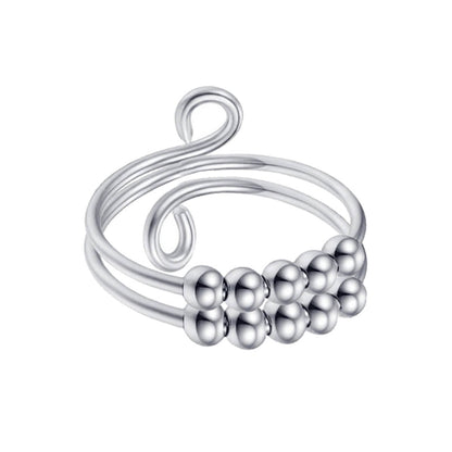 Antistressring met twee draden en draaibare, elegante parels (staal 316L)