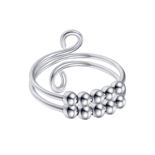 Antistressring met twee draden en draaibare, elegante parels (staal 316L)