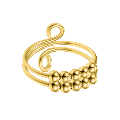 Antistressring met twee draden en draaibare, elegante parels (staal 316L)