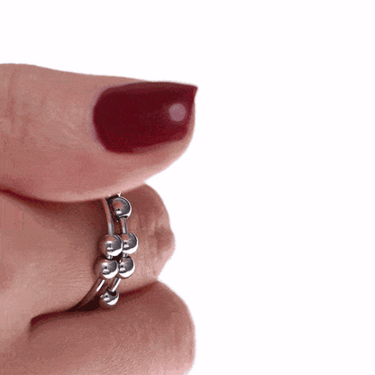 Draaiende parel anti-stress ring, goudkleurig (316L staal), set van 3