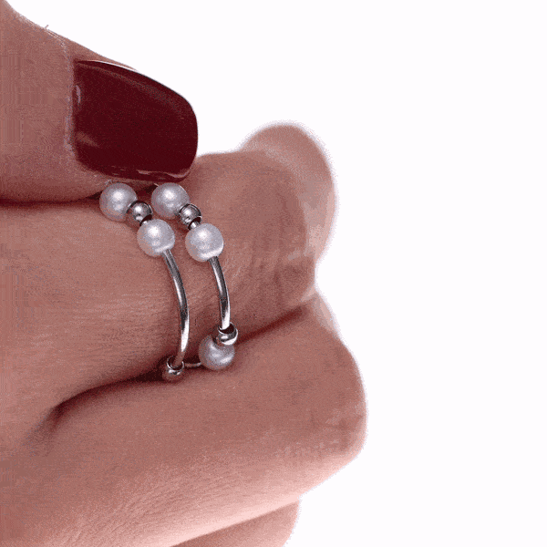 Draaiende kralen anti-stress ring 4-delige gouden set (316L staal)