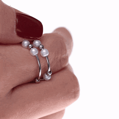 Draaiende kralen anti-stress ring 4-delige gouden set (316L staal)