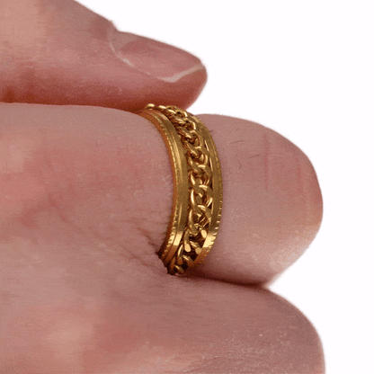 Vergulde anti-stressring met draaibare schakelketting (316L-staal)