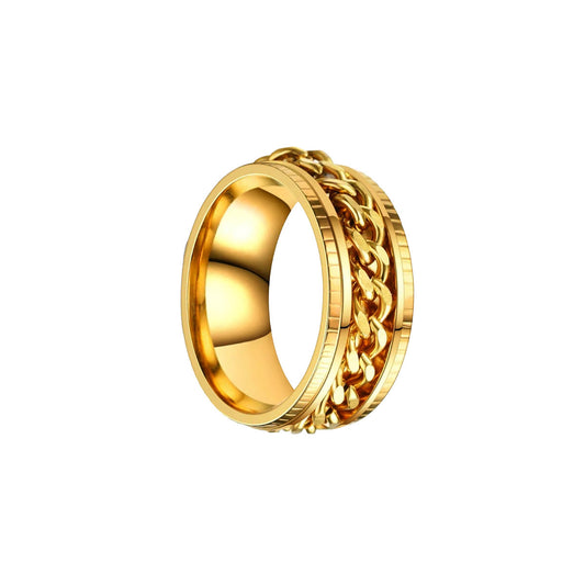 Vergulde anti-stressring met draaibare schakelketting (316L-staal)