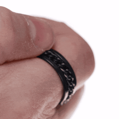 Zwarte spinnerring met draaiende ketting (316L-staal)