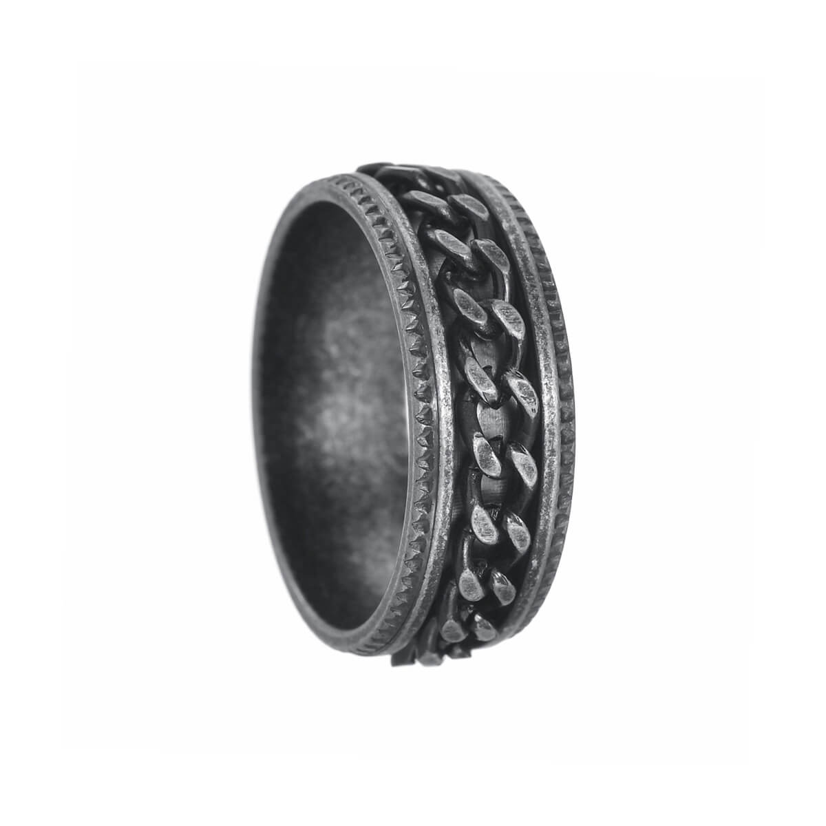 Draaibaar kettingring-element met spinner van donker staal (staal 316L)