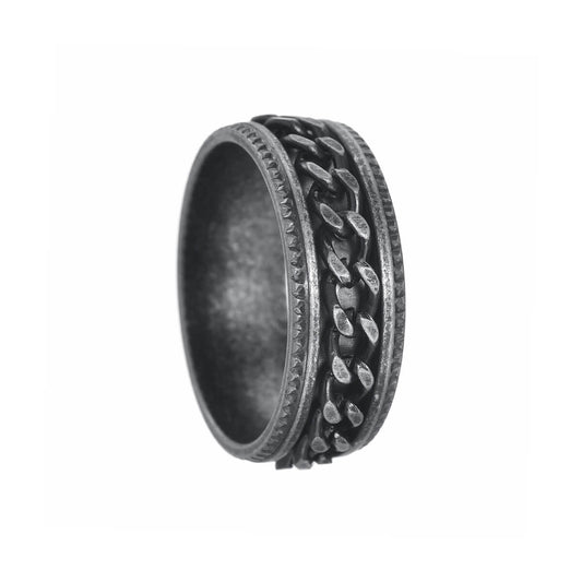 Draaibaar kettingring-element met spinner van donker staal (staal 316L)