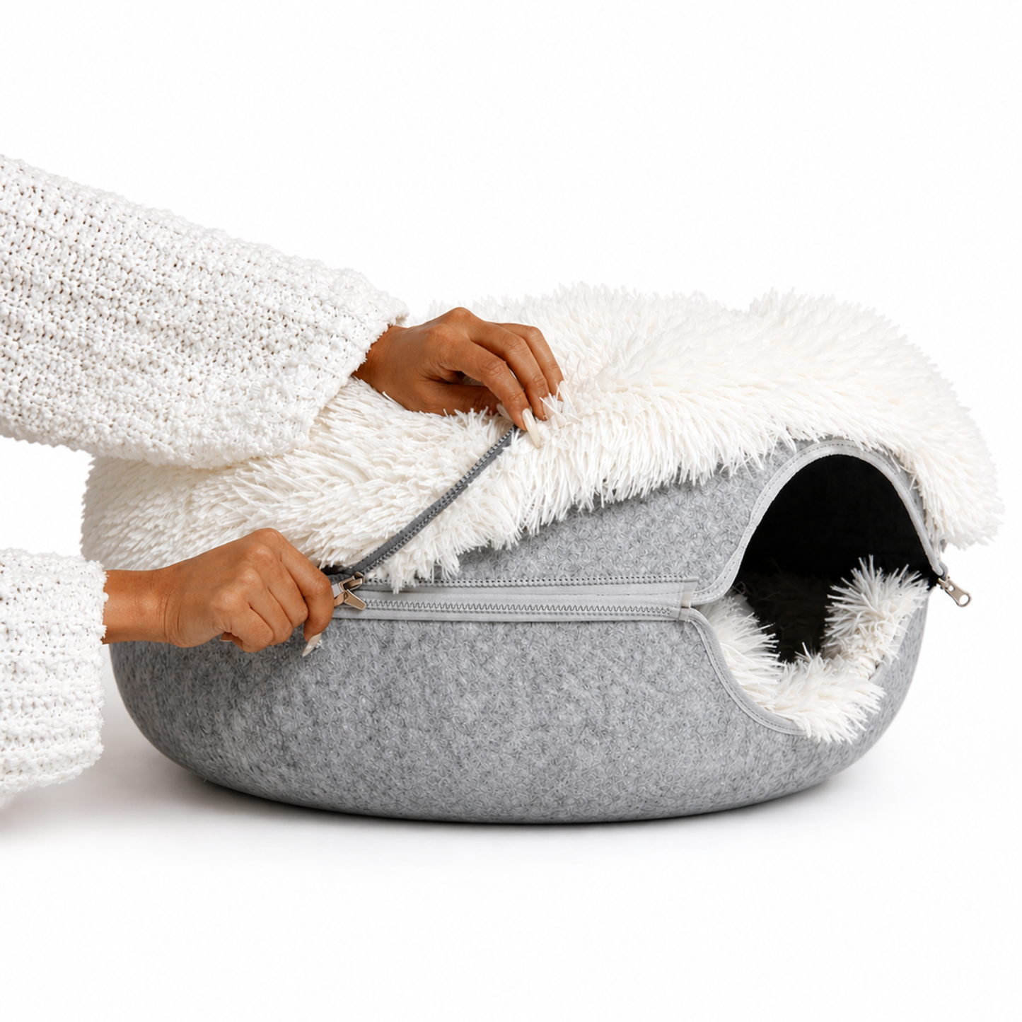 SnugNest | Vilten kattentunnel-kattenbed - Kalmerende donut