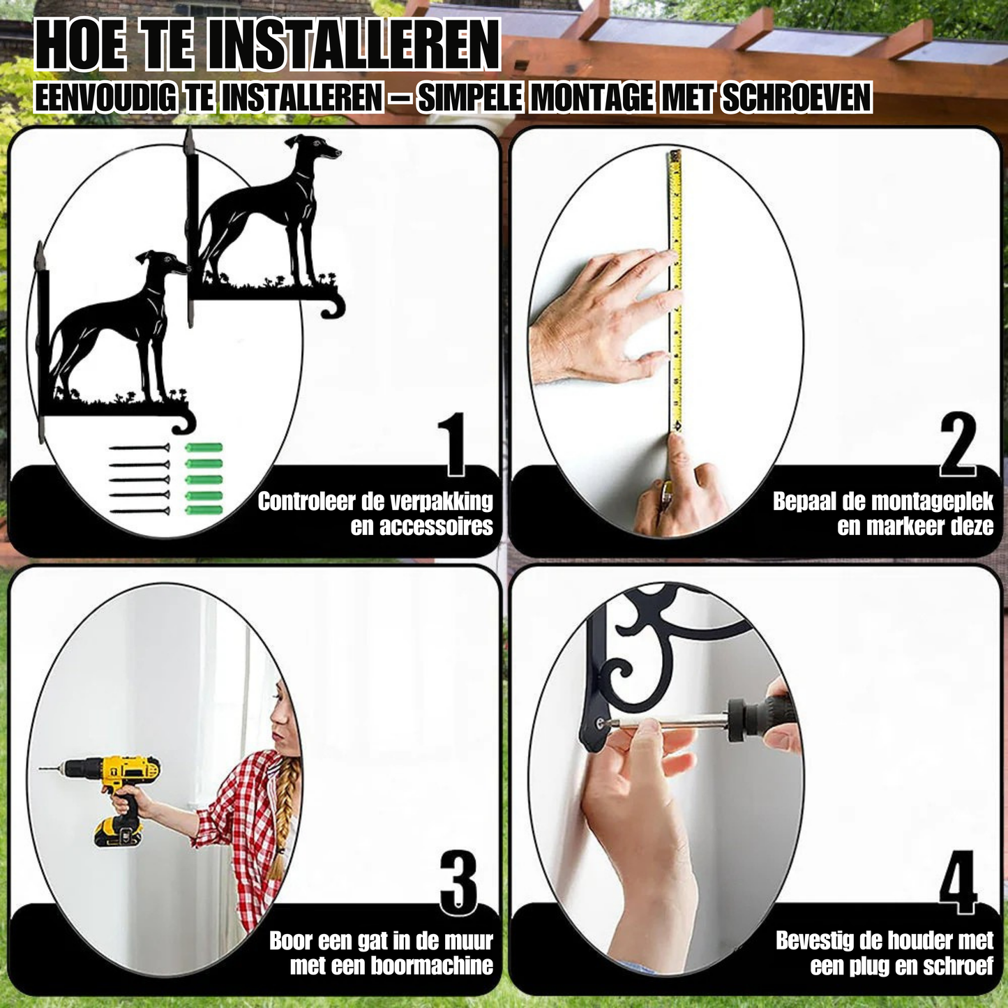 Metalen hangbeugel -  Windhond