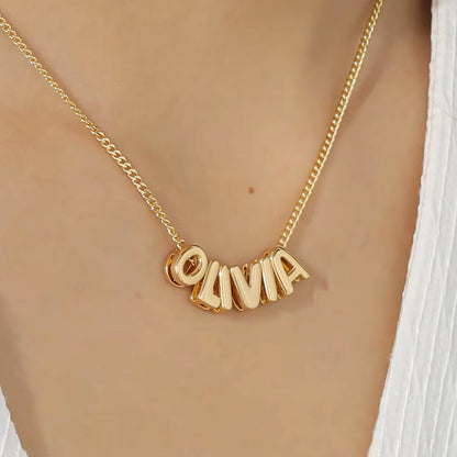Bubbel Naamketting – Gepersonaliseerd Sieraad in Pufi-Letterstijl