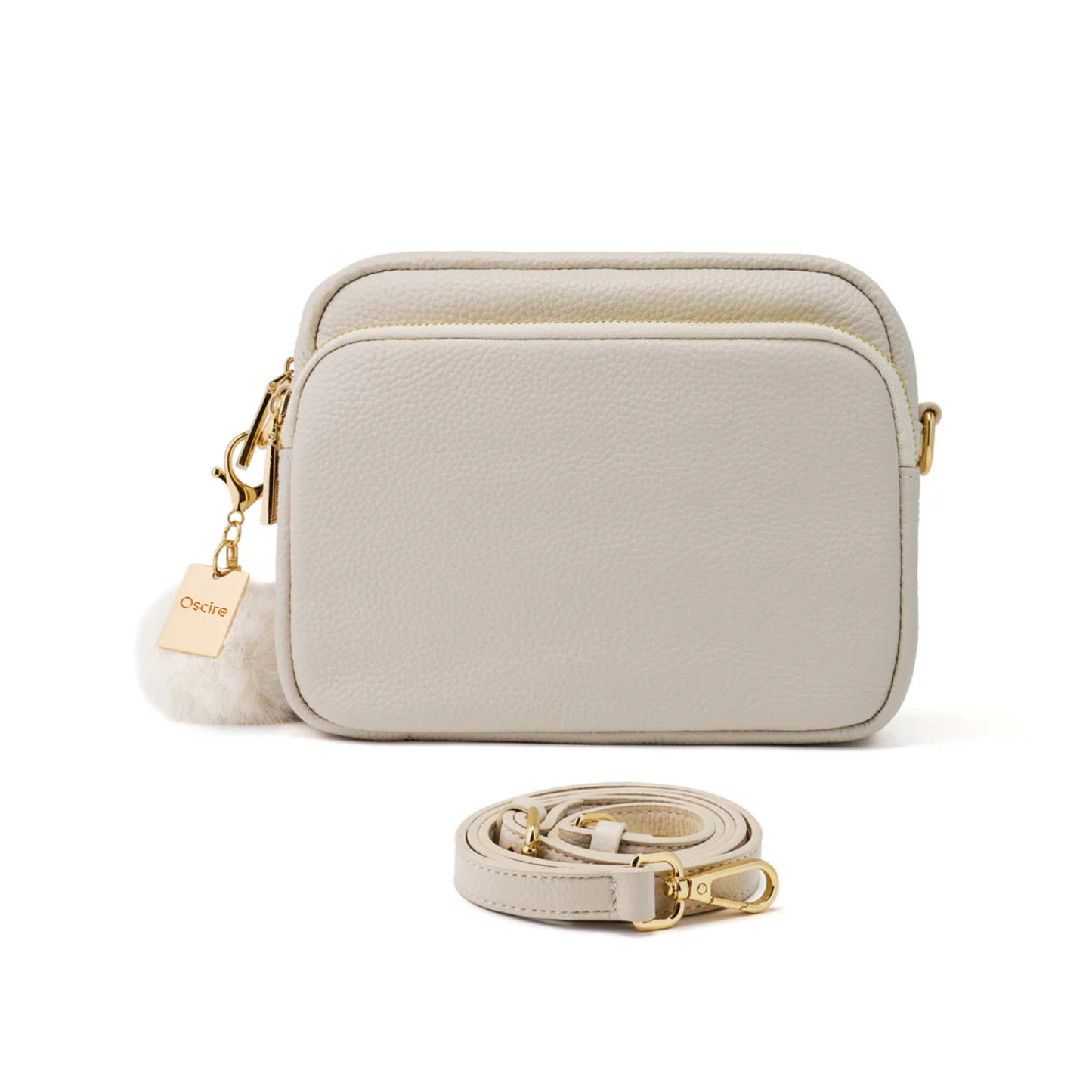 Luma | Compacte lederen crossbodytas - Ivoor