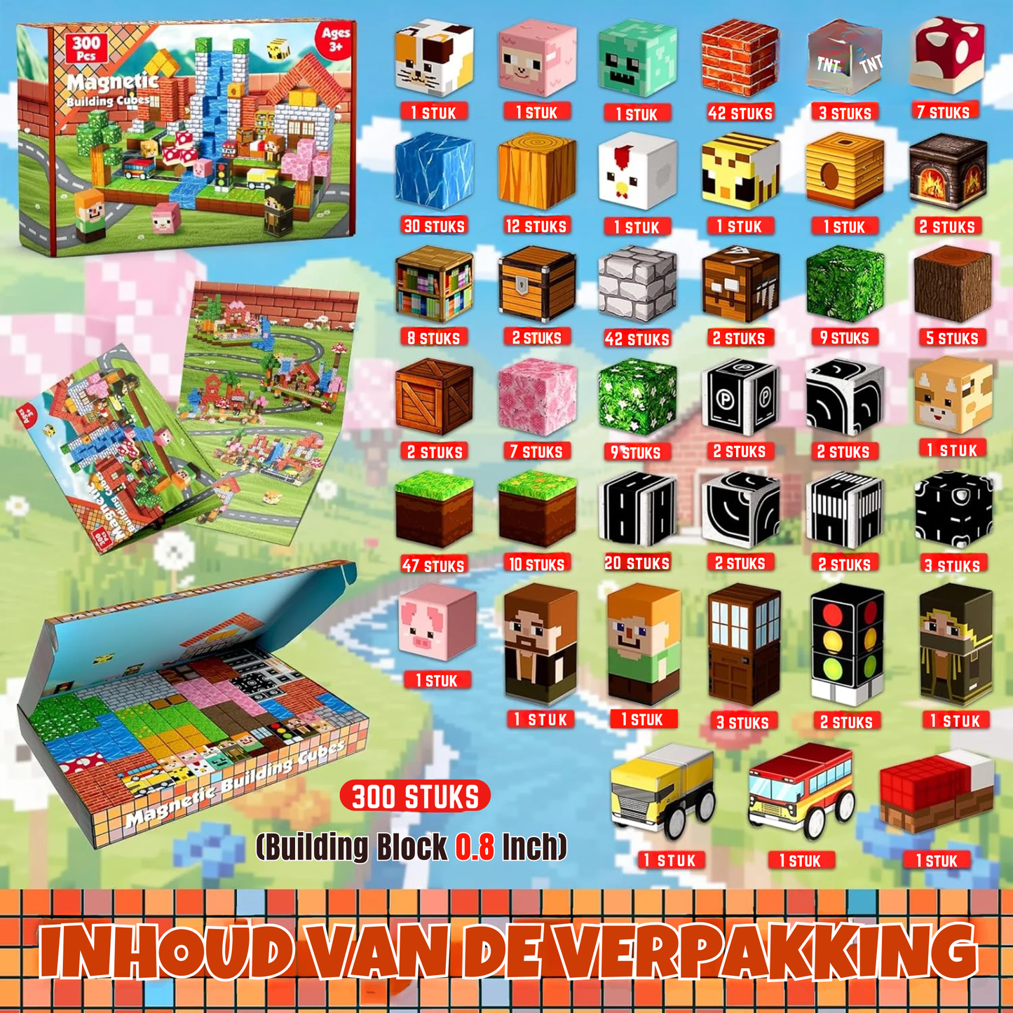Suburb City - Magnetische Bouwtegels STEM Speelgoed | 2025 Dorpscollectie | 100–300 stuks | 2cm