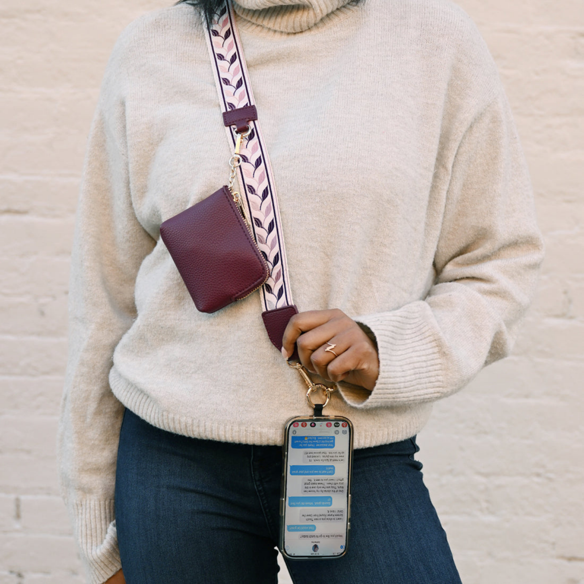 Clip & Go-riem met RFID-etui – bladmotief