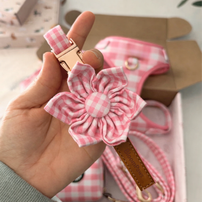 BloomPaws | Verstelbare Hondenhalsband - Roze gingham