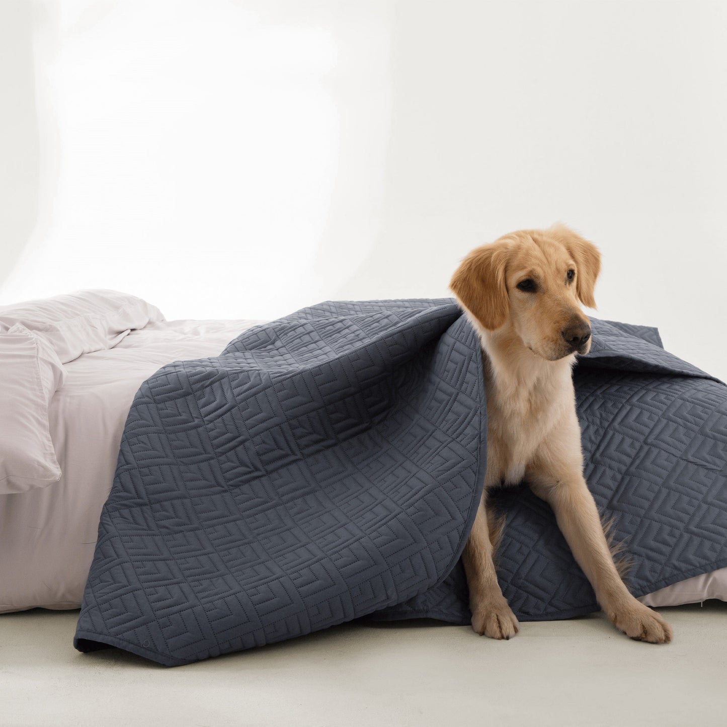 FURRFREE Dekbedset met ruitmozaïekpatroon – Huisdierhaar-afstotend voor gezinnen met honden of katten