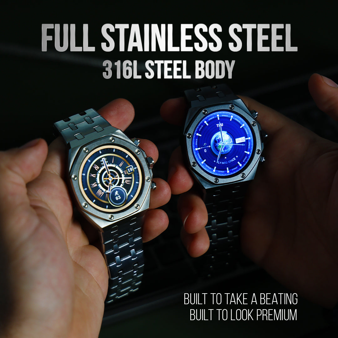 Sentinel | Stalen hex-bezel smartwatch