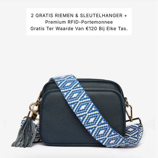 Luma | Compacte lederen crossbodytas - Blauwe Lagune