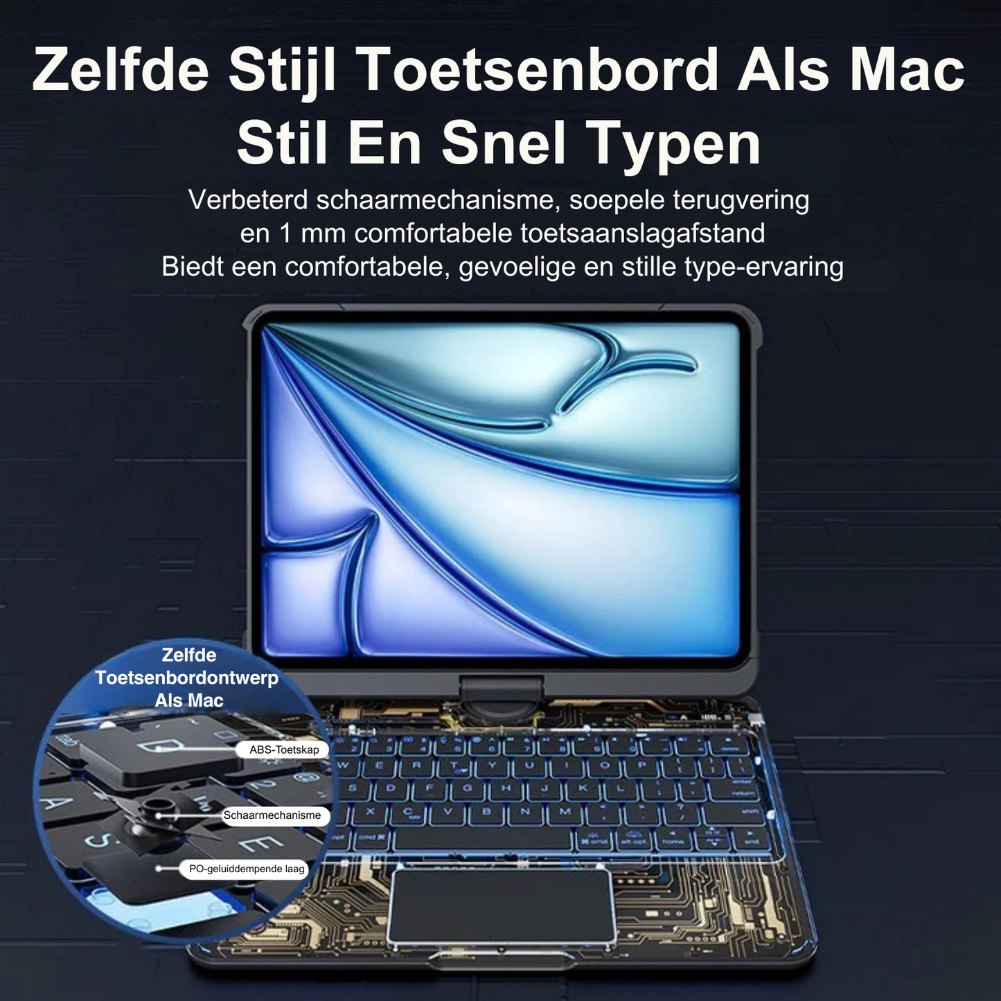 Transparante 360° iPad Toetsenbord Beschermhoes