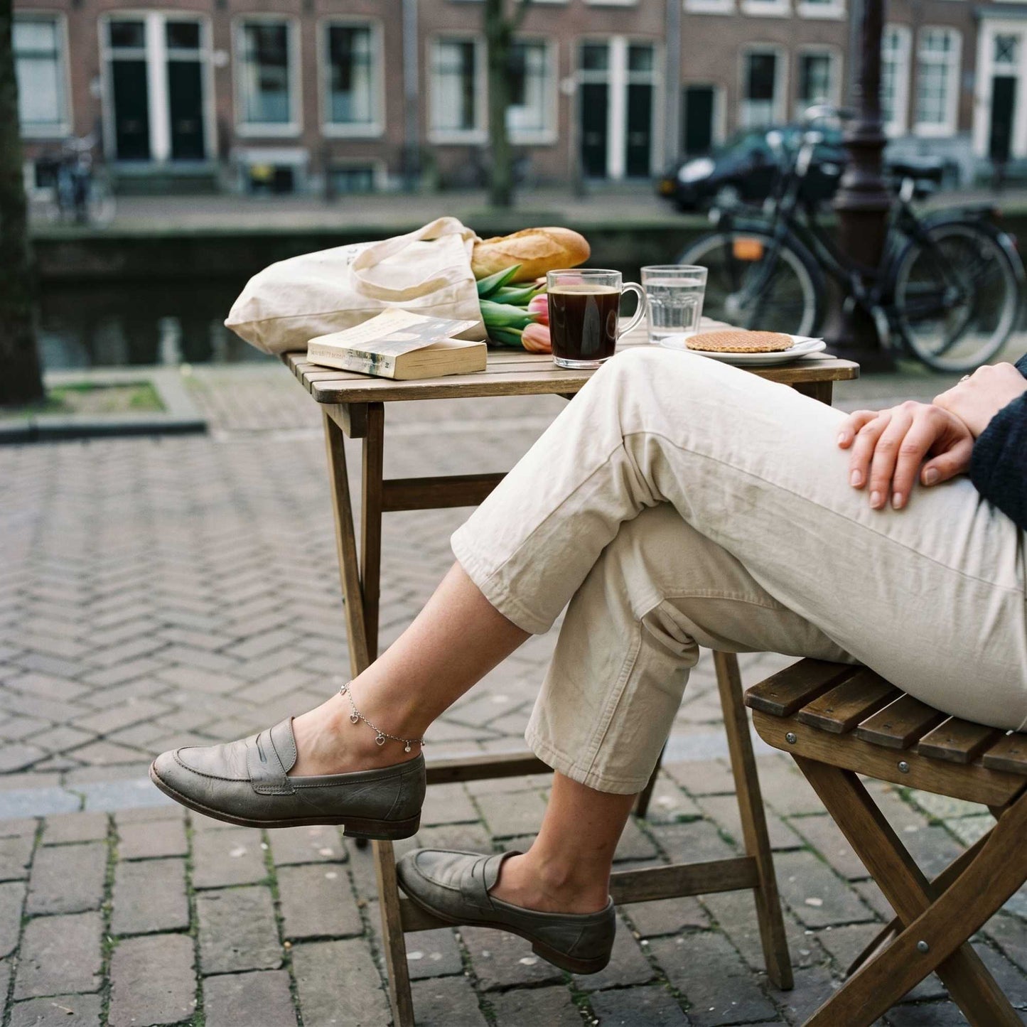 Enkelbandje met hart en kristal