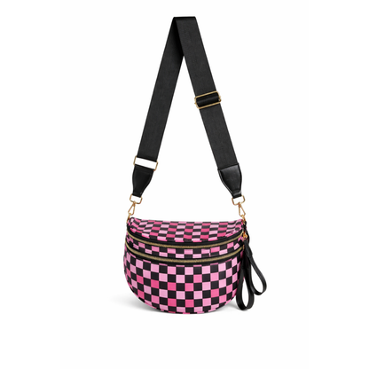 Geruite roze pop