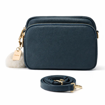 Luma | Compacte lederen crossbodytas - Blauwe Lagune