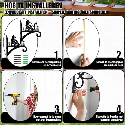 Metalen hangbeugel - Kat en bloem