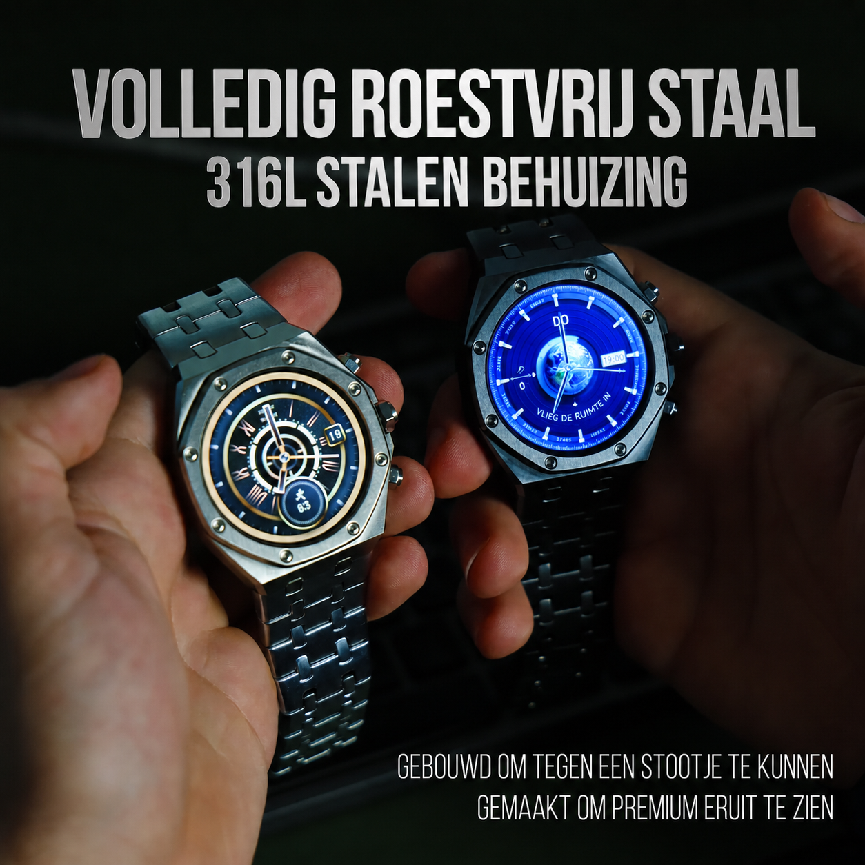 Sentinel | Stalen hex-bezel smartwatch