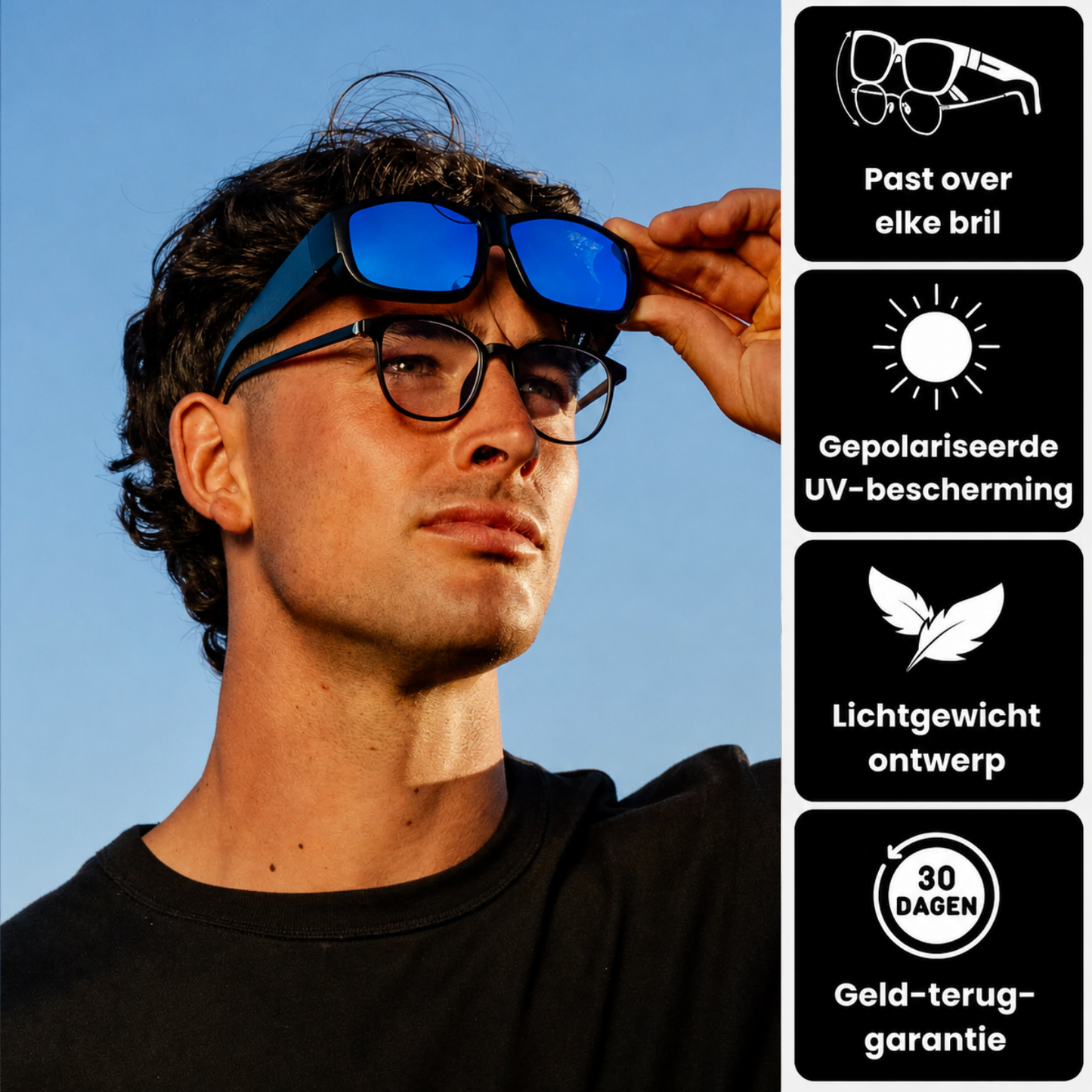 EasyShade | Overzetzonnebril voor brildragers - Heren