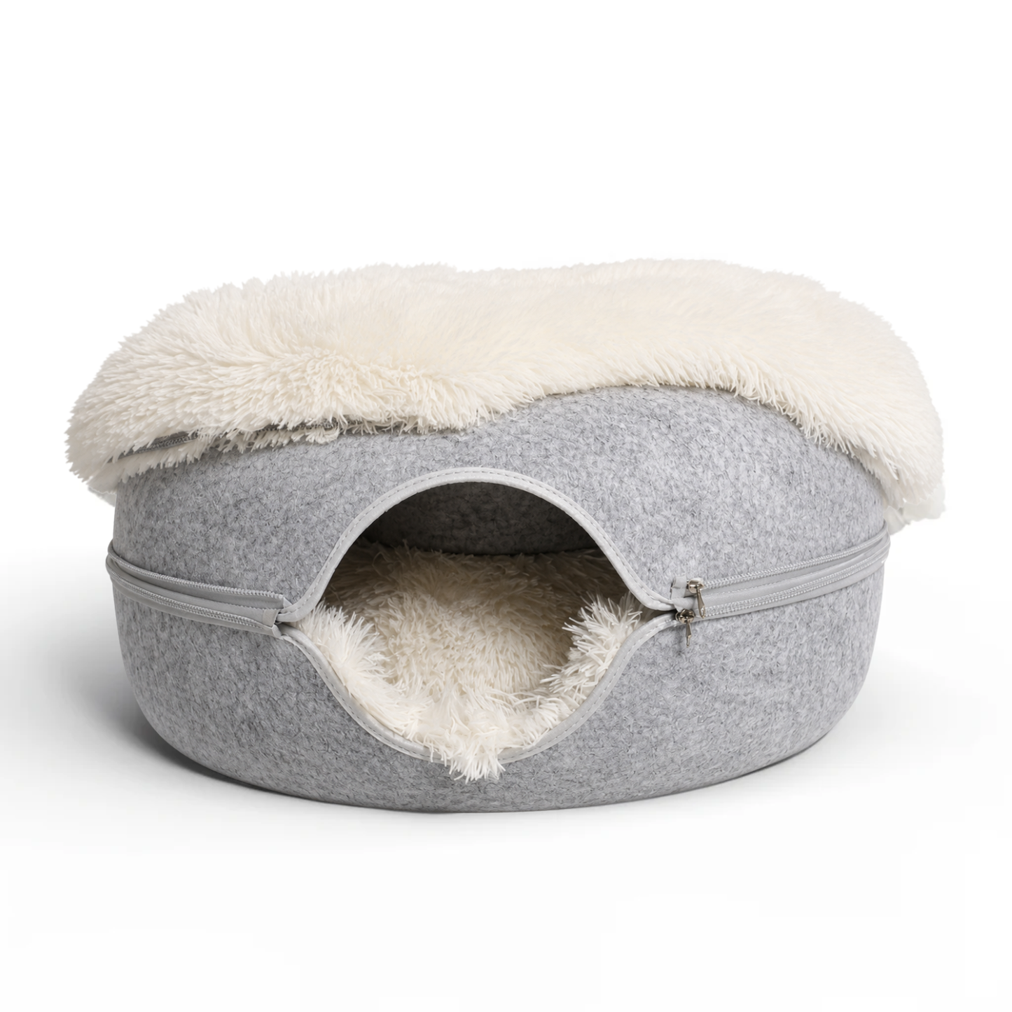 SnugNest | Vilten kattentunnel-kattenbed - Kalmerende donut