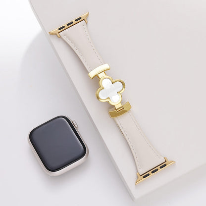 Leren Apple Watch-bandje met Geluksbloem