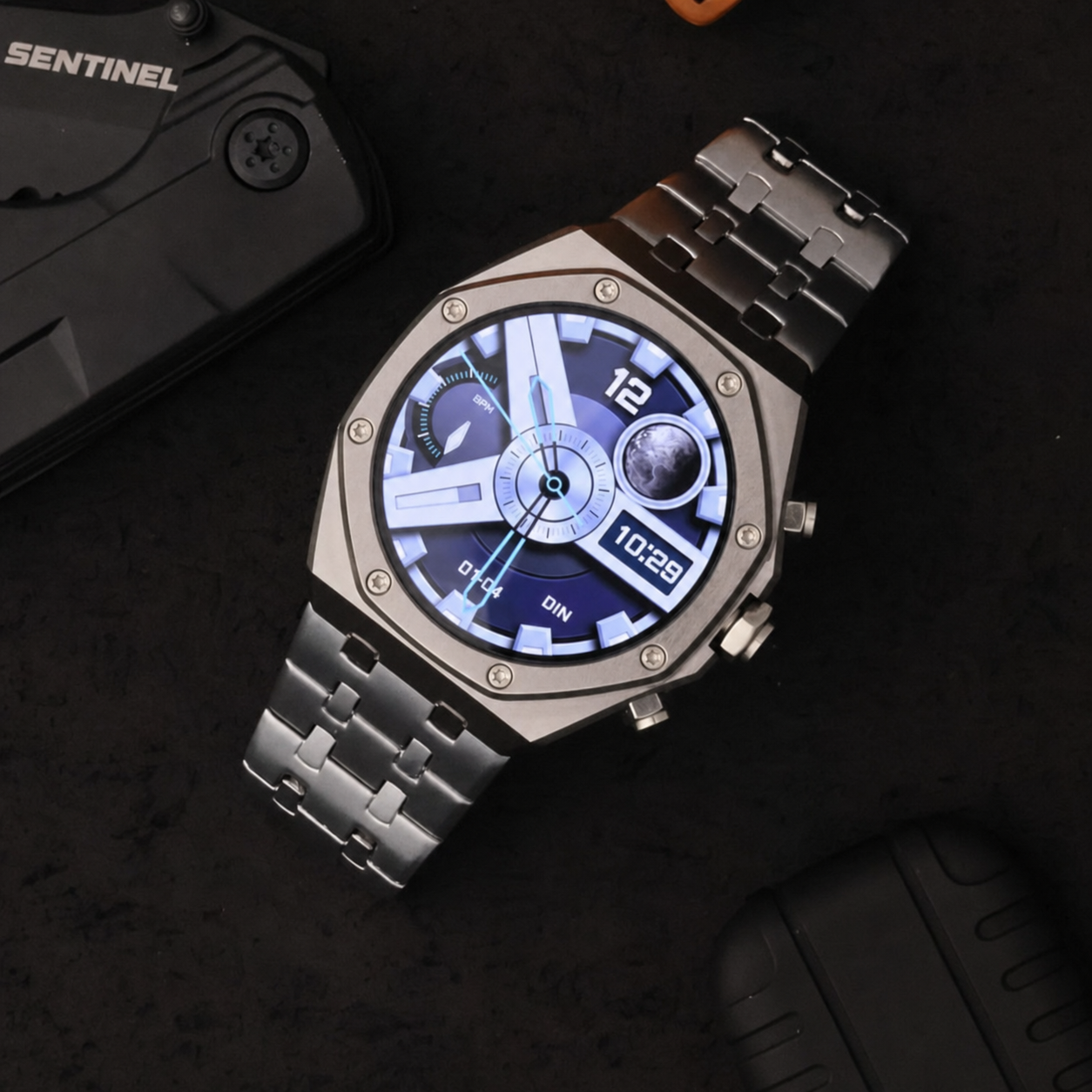 Sentinel | Stalen hex-bezel smartwatch