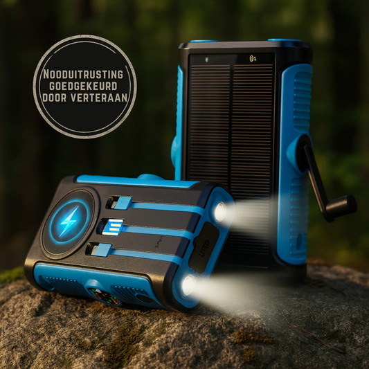 Draadloze Zonne-energie Powerbank met Oplaadhendel